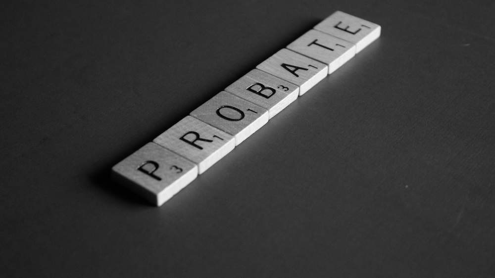scrabble tiles spelling the word PROBATE
